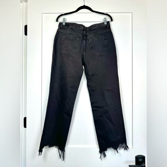 Free People We The Free Black High Waisted Straight Leg Distressed Jeans Size 28 - Picture 4 of 12